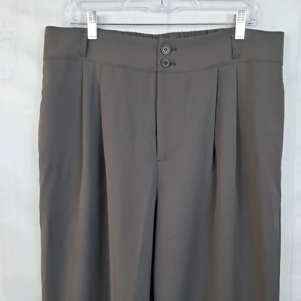 Halara XL Dark Gray Breezeful Pleated Wide Leg Trouser Dress Pants Flowy